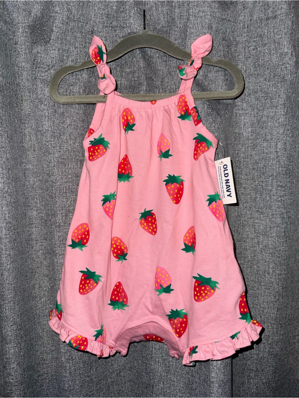 Old Navy Pink Strawberry Print Baby Romper